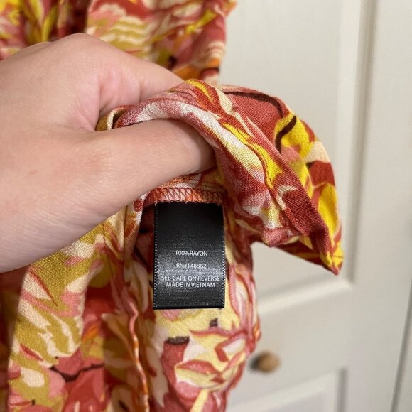 Torrid Womens NWT Tie Neck Crepe Vneck Floral Burnt Orange Peasant Blouse Top 3X - Picture 6 of 9